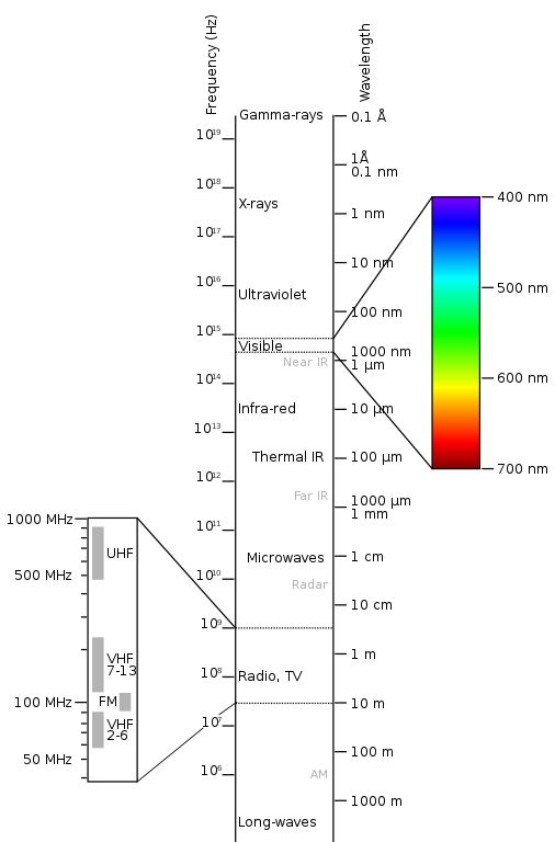 Figure 1. Frequencies and wavelengths along the electromagnetic spectrum Visible Light and Photosynthetic Pigments